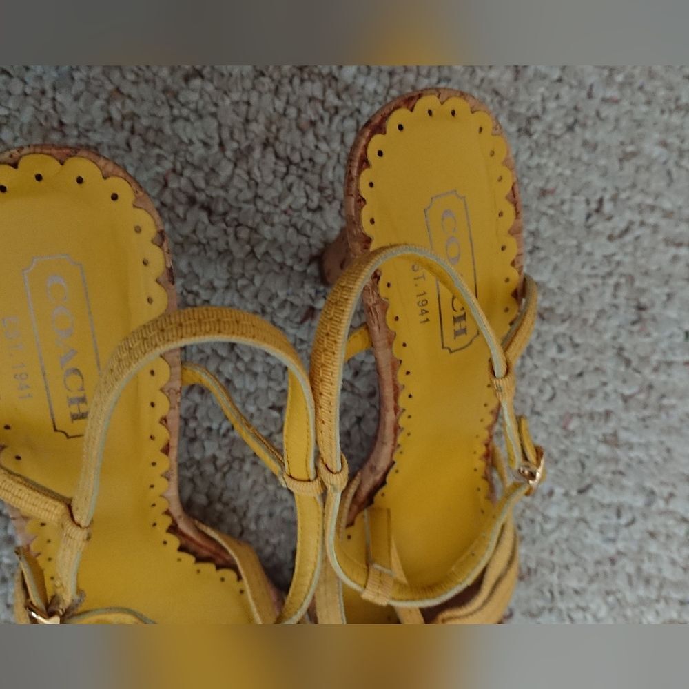 COACH Ginger Grosgrain Strappy Cork Heel Sandals Size 8B - Picture 7 of 11